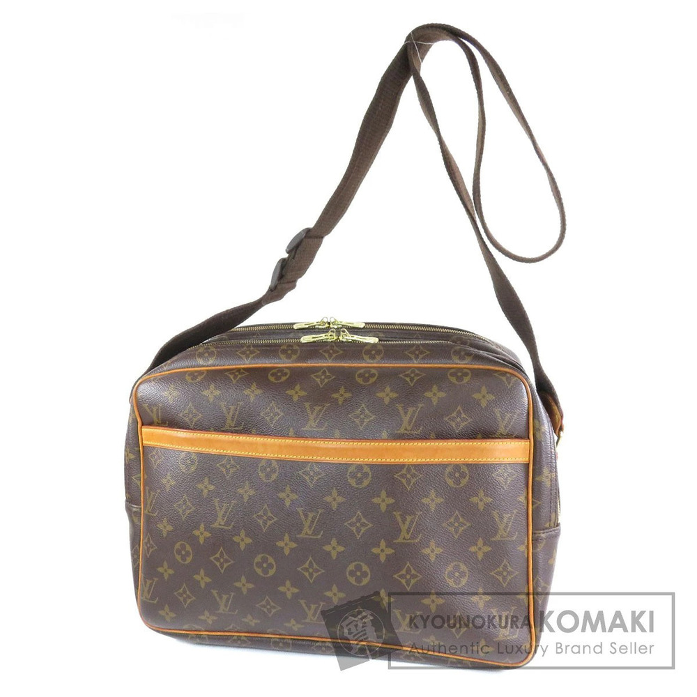 Louis Vuitton Reporter Monogram Canvas Shoulder Bag Gray Brown